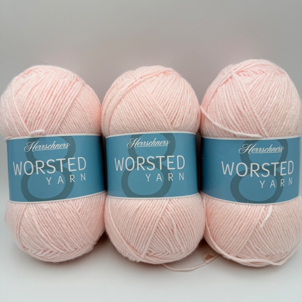 Herrschners Worsted 8 Yarn Blush 1067 Pink 100% Acrylic 8oz 3 Skeins Lot